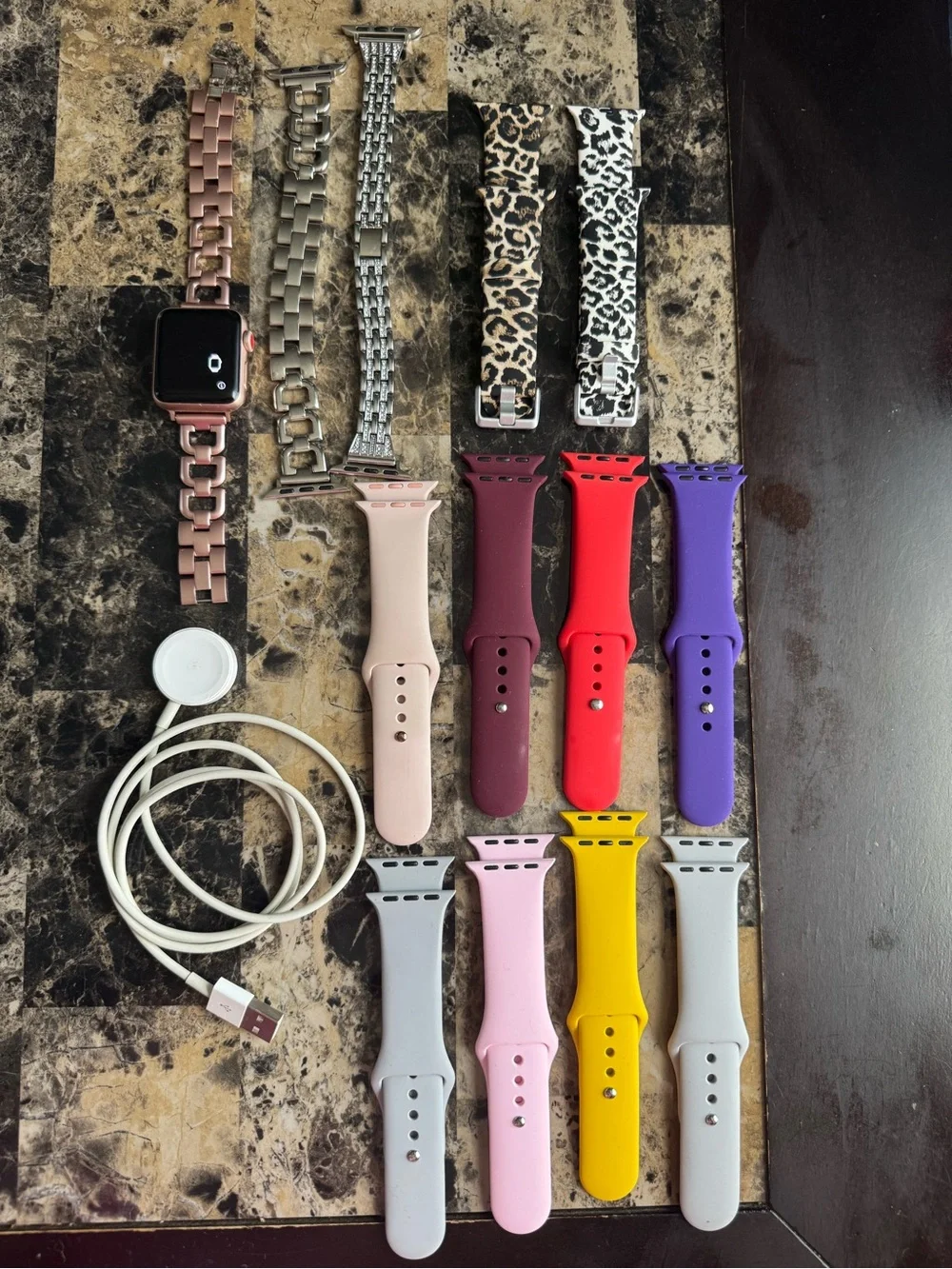 Apple Watch with Rose Gold Case & Assorted Color Silicone and Metal Bands